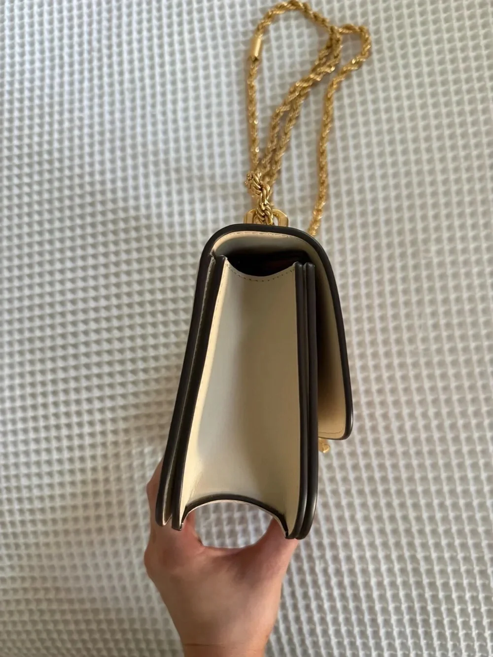 Tory Burch Cream Leather Crossbody with Gold Hardware